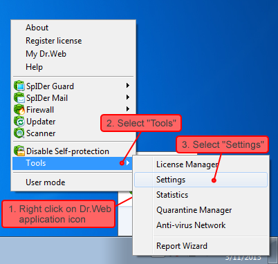 Dr. Web settings 2